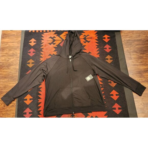 NEW Athletic Works Men's Black Full-Zip Hoodie XXL Lightweight Stretch - Picture 1 of 12